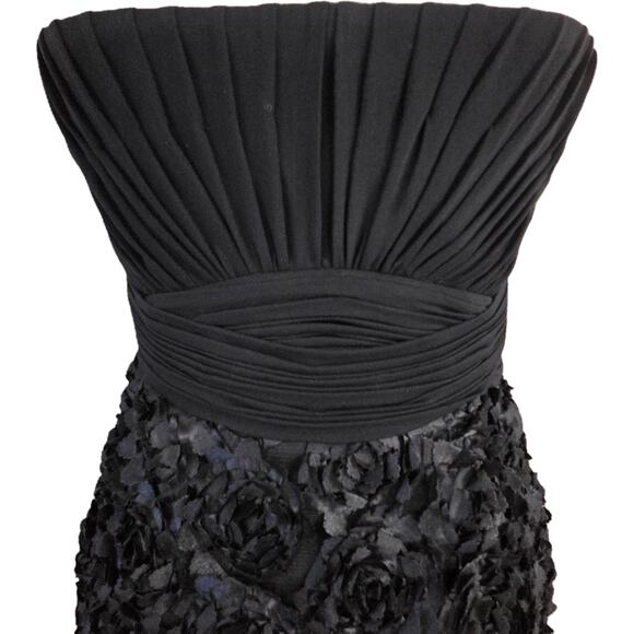 La Femme Black Rosette Strapless Mini Dress Sweetheart Formal Capsule 4 EUC - Picture 8 of 16